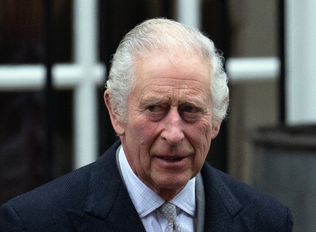 LONDON, ENGLAND - JANUARY 29: King Charles III departs after receiving treatment for an enlarged prostate at The London Clinic on January 29, 2024 in London, England. The King has been receiving treatment for an enlarged prostate, spending three nights at the London Clinic and visited daily by his wife Queen Camilla. (Photo by Carl Court/Getty Images)